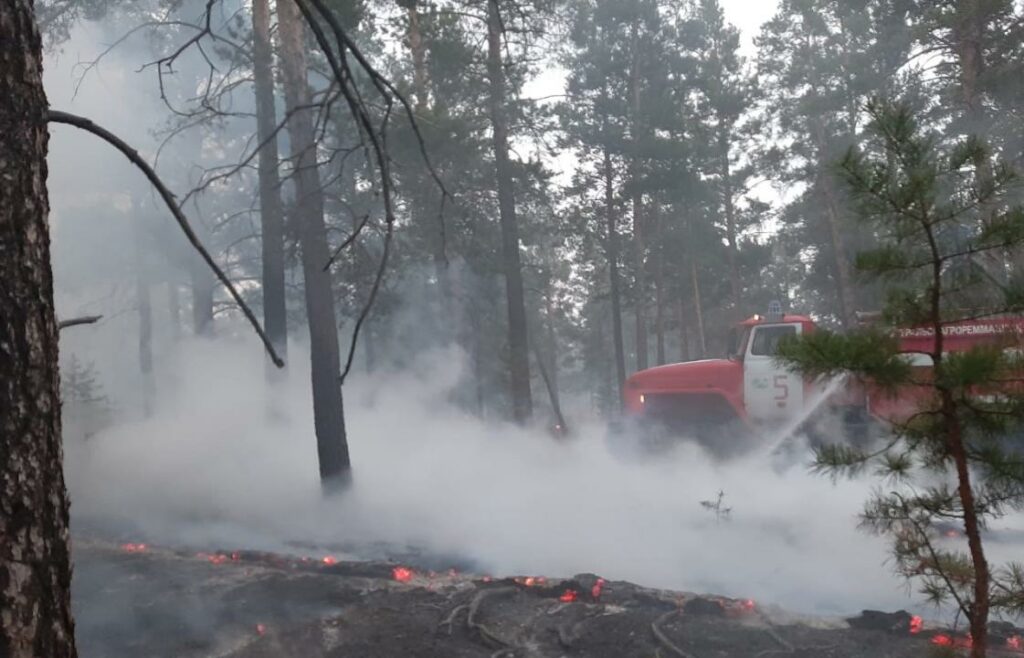 В лесу ВКО вторые сутки пытаются потушить пожар