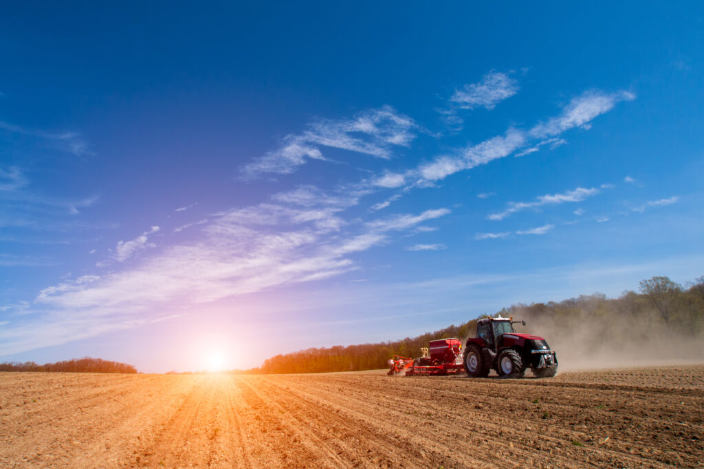 Sowing and plowing action in the spring season