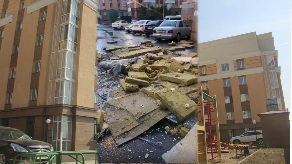 Фасад столичного ЖК обрушился после дождя. Компания застройщика принадлежит акимату Астаны