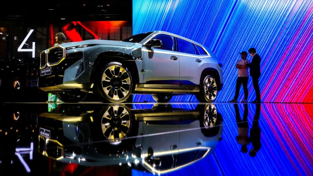 FILE PHOTO: The BMW XM EV car is displayed at the 44th Bangkok International Motor Show in Bangkok, Thailand, March 23, 2023. REUTERS/Athit Perawongmetha/File Photo