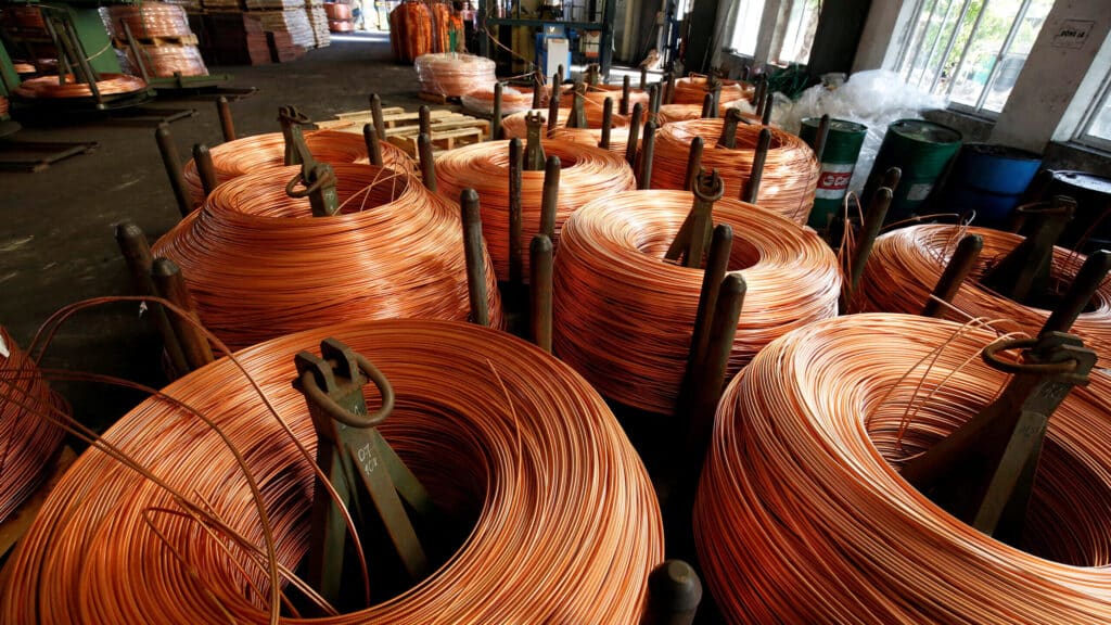 FILE PHOTO: Copper rods are seen at Truong Phu cable factory in northern Hai Duong province, outside Hanoi, Vietnam, August 11, 2017. REUTERS/Kham/File Photo