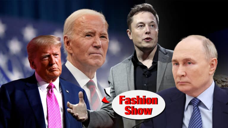 Путин в радужном платье, Байден на инвалидной коляске и Трамп в форме заключенного от Louis Vuitton. Илон Маск показал AI-показ мод