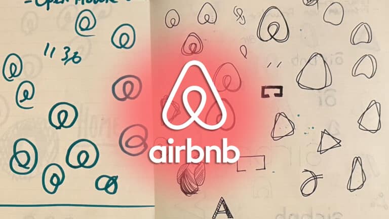 Автор логотипа Airbnb показал первые наброски в тетради. Все начиналось с закорючек
