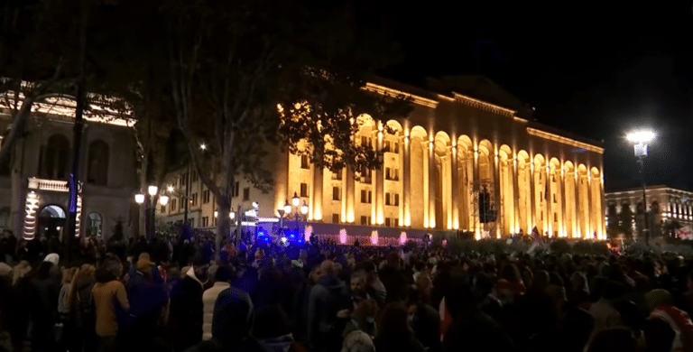 People take to the streets in Tbilisi to protest results of parliamentary elections