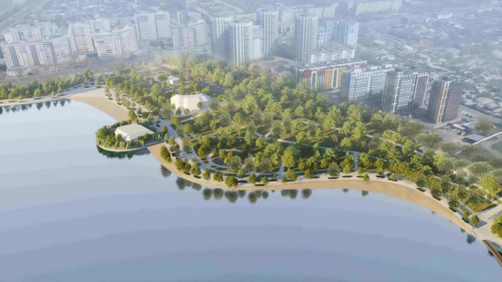 Вокруг озера Сайран высадили 200 деревьев из Германии