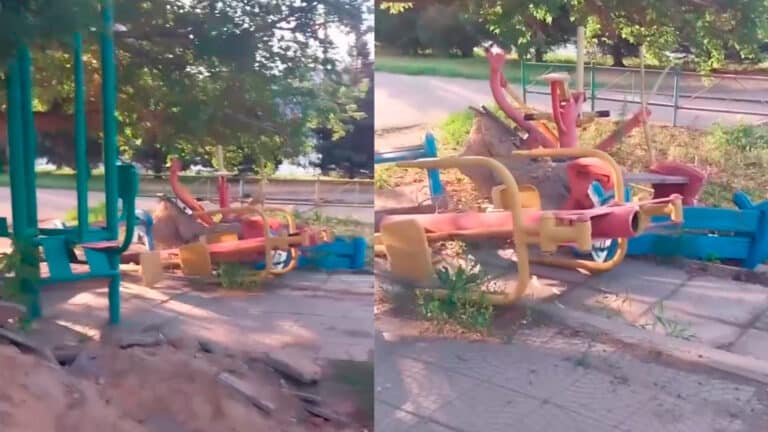 В Семее полгода не могут восстановить детскую площадку в центре города