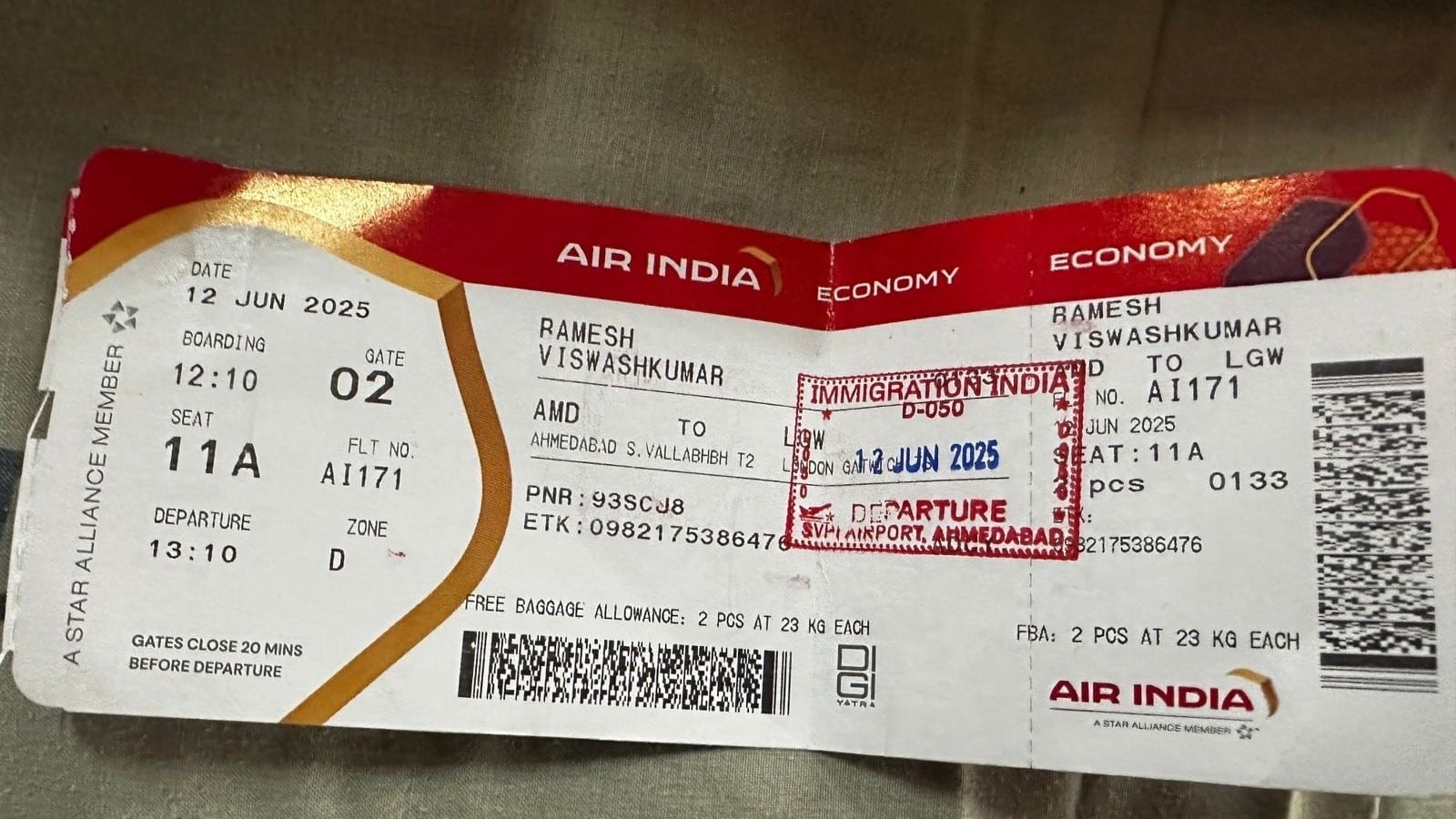 Жолаушы ұшақтағы 11A орнында ортырған / фото: hindustantimes.com