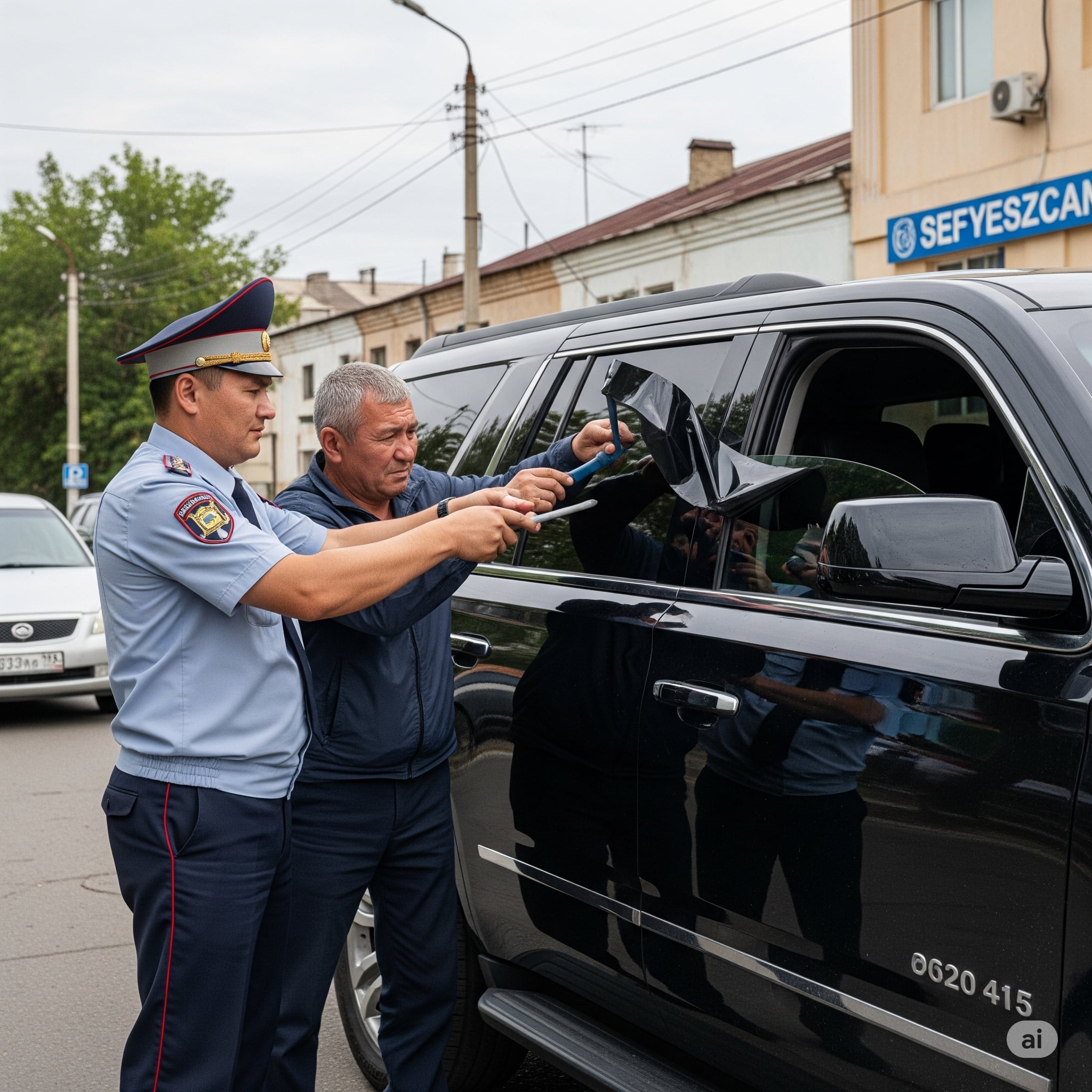 Полиция сняла тонировку, сняли тонировку, тонировка Казахстан, растонировали