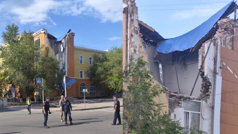 Карағандыда бұрынғы АТФ Банк ғимаратының бір бөлігі опырылып құлады