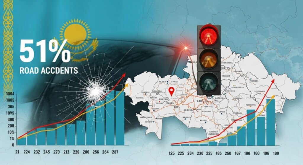 В Казахстане стало на 51% больше ДТП, чем в прошлом году