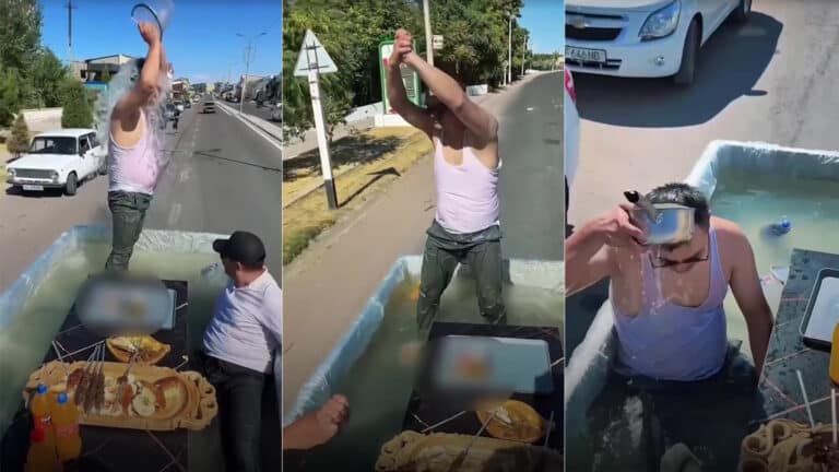 В Узбекистане автомобили превращают в бассейны