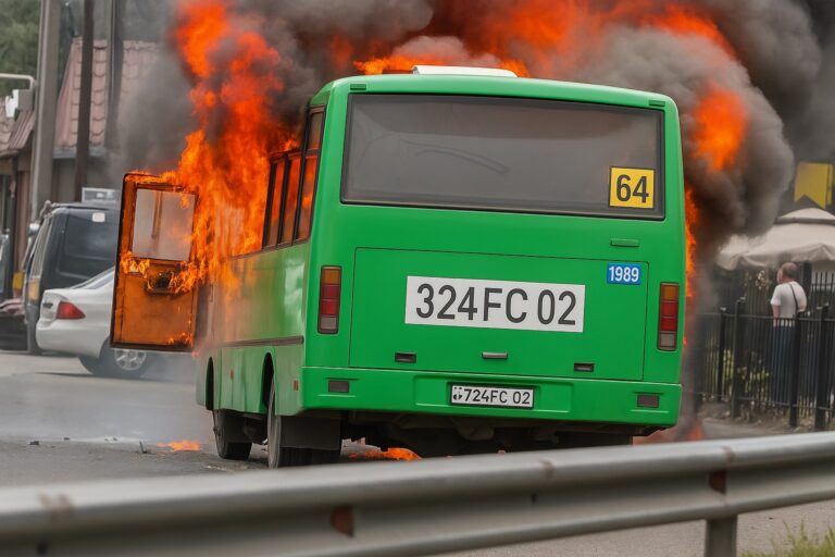В Алматы загорелся маршрутный автобус