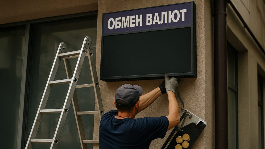 Как обменники Алматы снимают табло с курсами валют