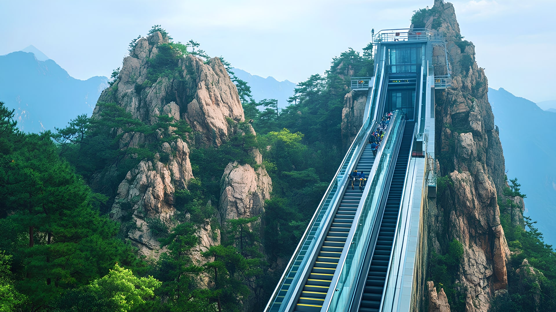 China, escalator, longest, world's, Jiangxi