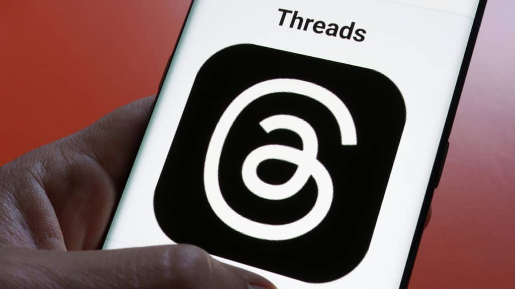 Threads app logo seen on screen. The new application by Meta Platforms is Twitter competitor. Stafford, United Kingdom, July 4, 2023