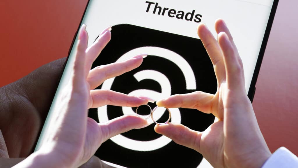 Threads app logo seen on screen. The new application by Meta Platforms is Twitter competitor. Stafford, United Kingdom, July 4, 2023