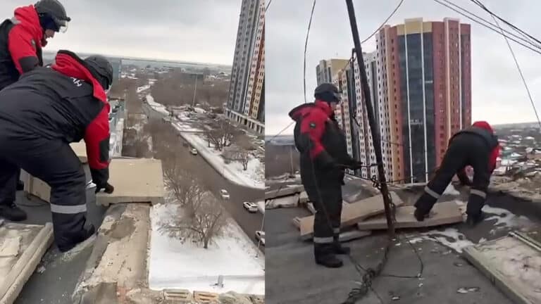 Обломки бетонных плит упали на ателье в Караганде