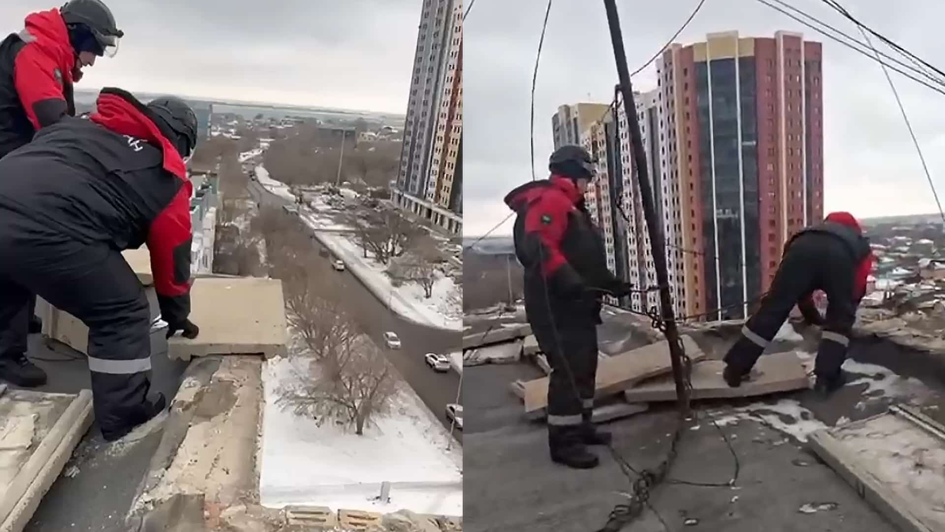 Обломки бетонных плит упали на ателье в Караганде