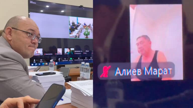 Эксперт выступил в Мажилисе в майке и с закуской