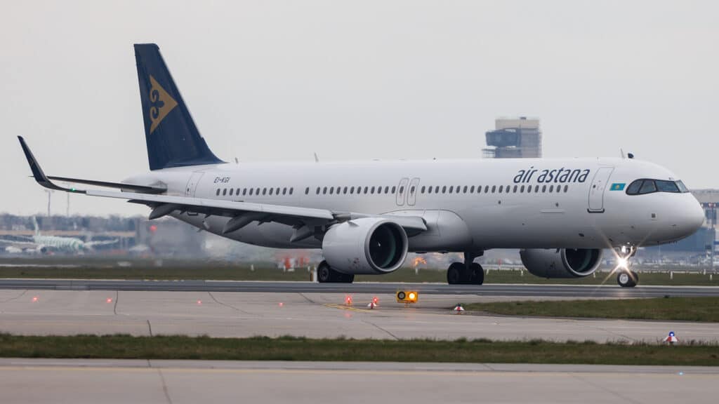 Frankfurt, Germany - April 8, 2023 - Air Astana (KC | KZR) at Frankfurt Airport (EDDF|FRA) with an Airbus A321-271NX A21N (EI-KGI | 10902).