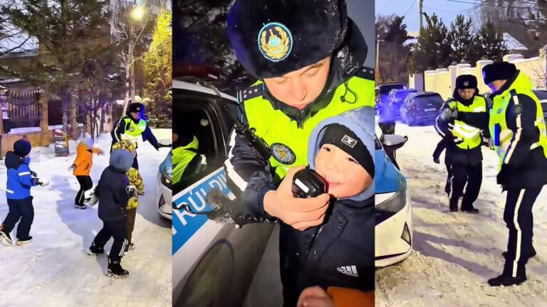Игра в снежки казахстанских полицейских с детьми собрала тысячи лайков в соцсетях