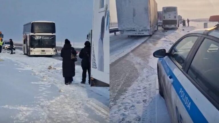 Қарағанды-Алматы трассасында Шымкентке баратын жолаушылар автобусы тоқтап қалған