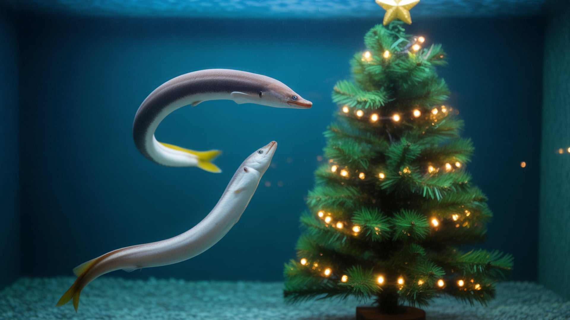 christmas, eels, christmas tree, japan, aquarium, Tobe