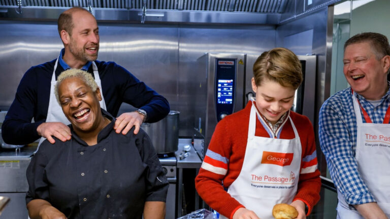 Prince William and George volunteer at charity Christmas lunch