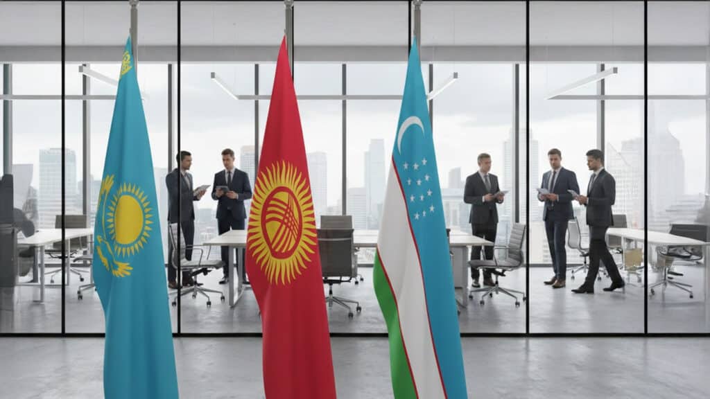 В Казахстане усомнились в реальности оттока предпринимателей в Узбекистан и Кыргызстан/Сгенерировано нейросетью, бильд-редактор: Дастан Шанай