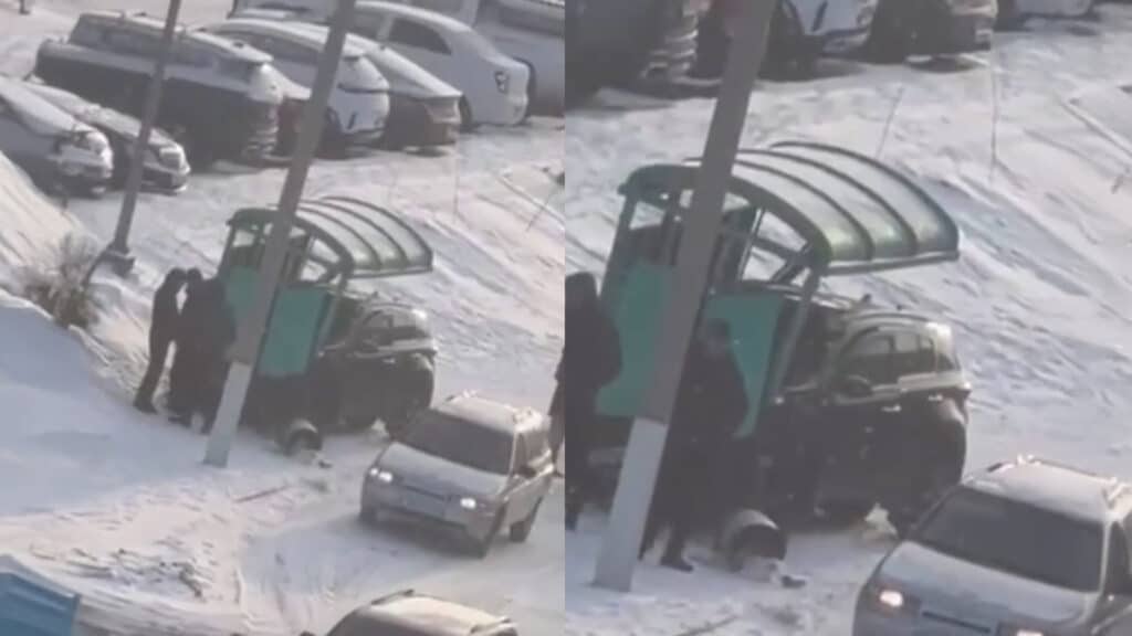 Kia Sportage в Караганде протаранил  остановку и сбил женщину