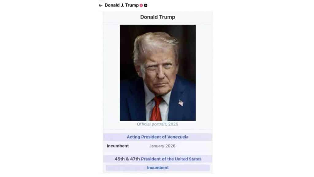 Трамп өзін «Венесуэла президенті» ретінде бейнелейтін сурет жариялады