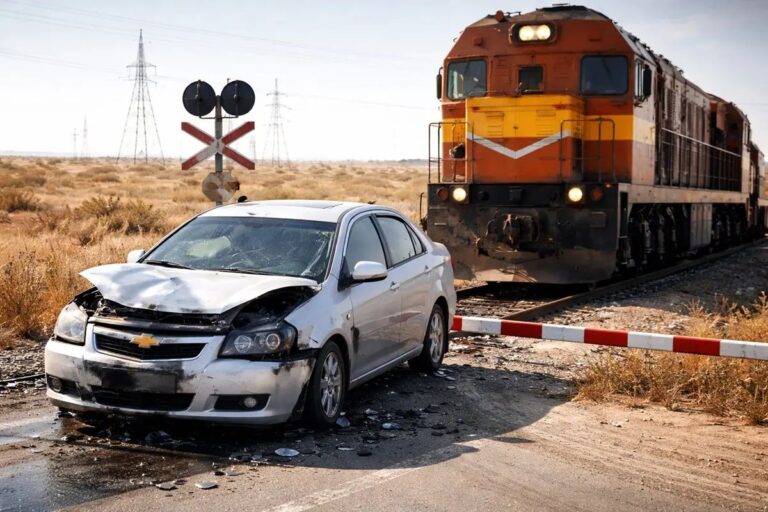 Ақтауда автокөлік теміржол өткелінде тепловозбен соқтығысты