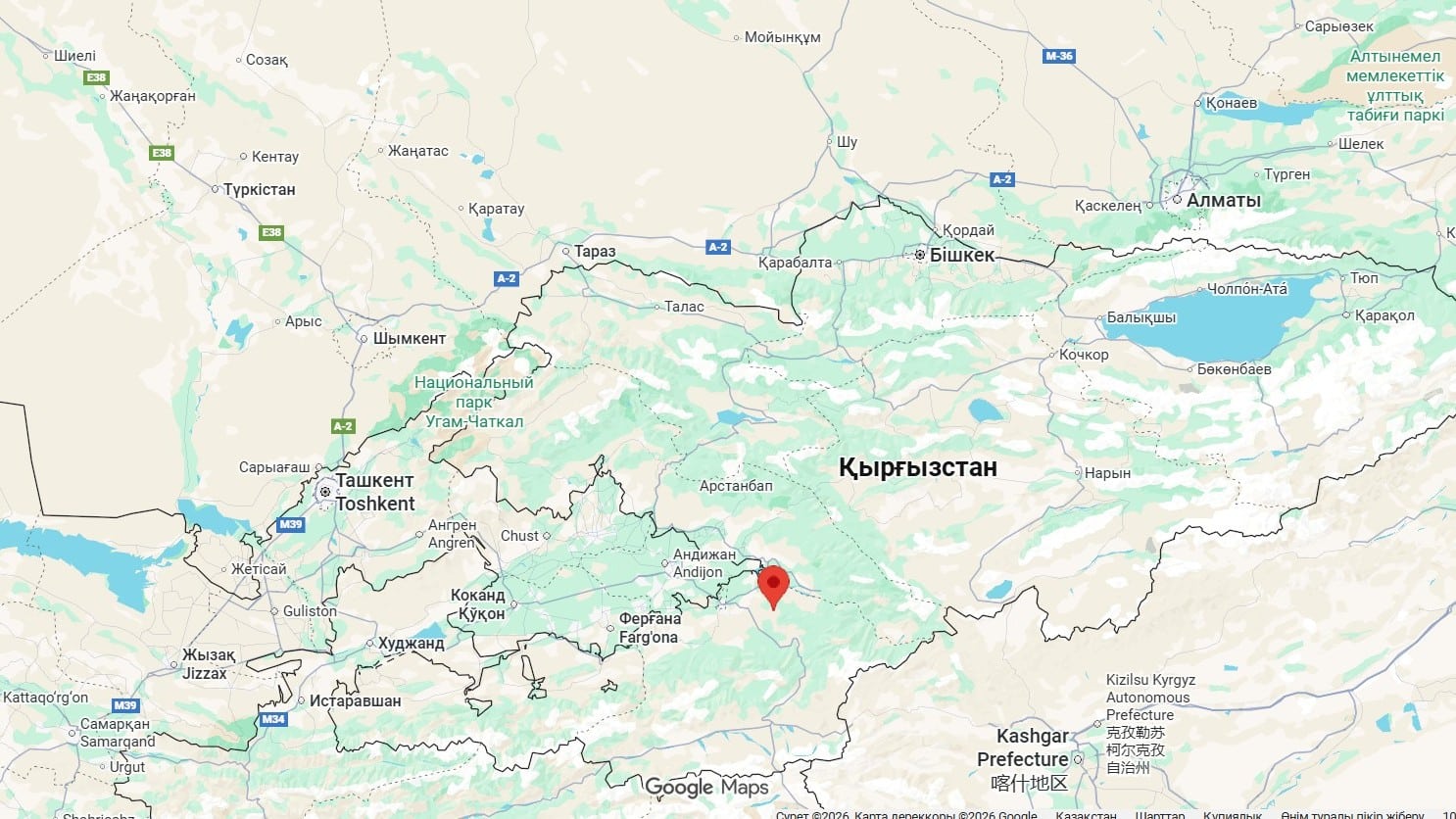Қырғызстан карта жер сілкінісі