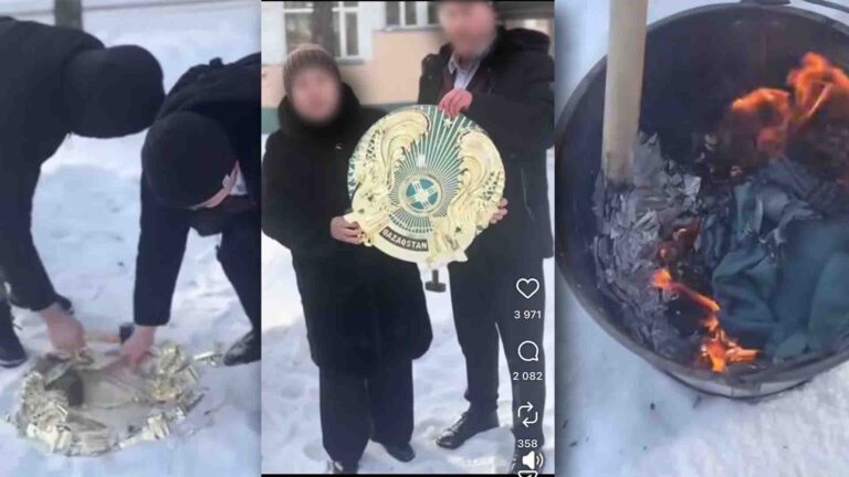 Флаг Казахстана сожгли учителя в школе Павлодара