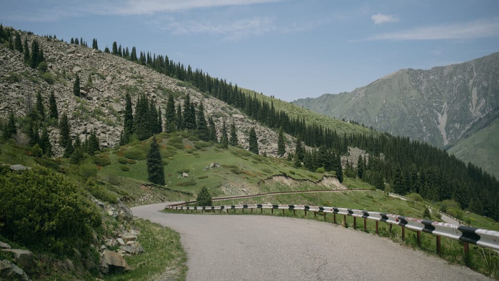 Scenic Road to Big Almaty Lake in Ile-Alatau National Park, Kazakhstan