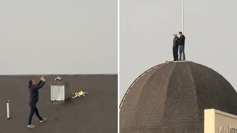 В Атырау нашли людей, которые фотографировались на крыше Нацбанка с флагом