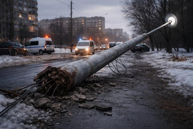 Рухнувший фонарный столб убил женщину в Караганде