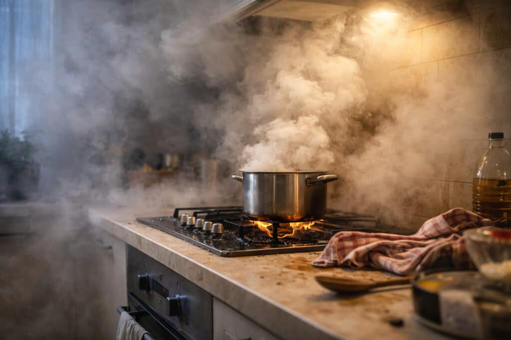 Оставшиеся одни дома дети готовили еду и устроили пожар