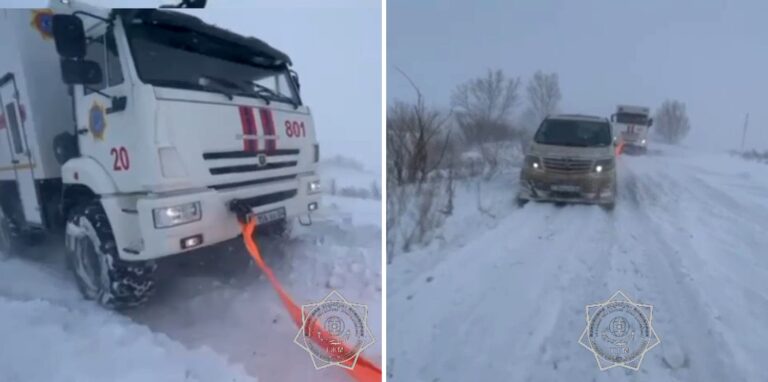 Спасатели Казахстана помогли водителям и пассажирам на заснеженных трассах