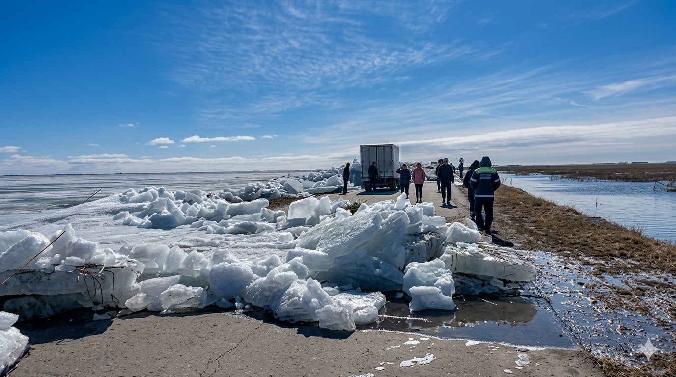 Костанай Кокшетау, лед на трассе, ограничение на трассе, трасса костанай кокшетау