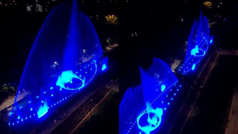 Фонтан с подсветкой стал новой точкой притяжения в Бишкеке