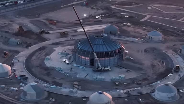 В Туркестане стройка к саммиту: в городе построили гигантские юрты и тайказан