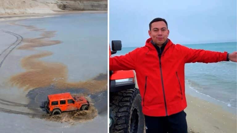 В Мангистау оштрафовали узбекского блогера, заехавшего в Каспий на внедорожнике