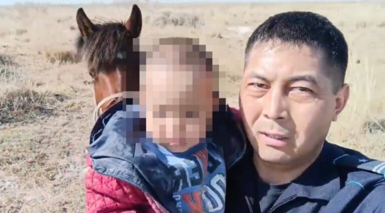 Трехлетнего мальчика обнаружил полицейский в степи в области Абай