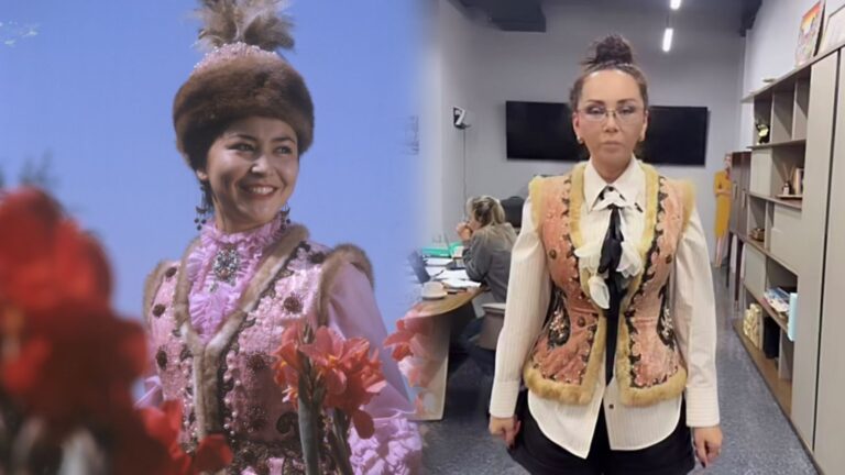 Меруерт Өтекешова Баян Алагөзоваға «Қыз Жібек» фильміндегі қамзолын сыйлады