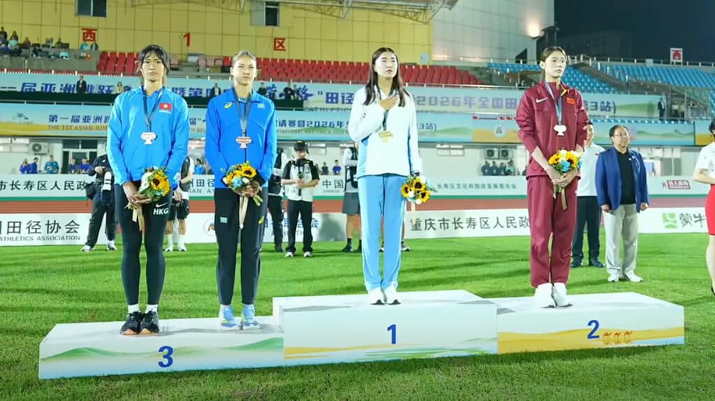 Пьедестал почета чемпионата Азии-2026 по прыжкам
