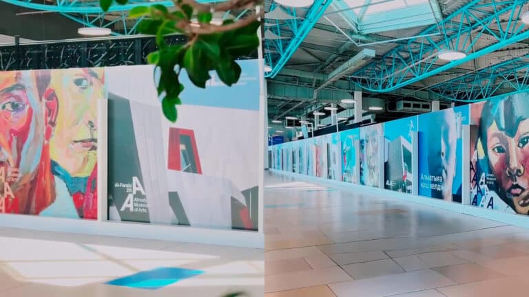 Пассажиров в аэропорту Алматы встречают картинами из коллекции Almaty Museum of Arts