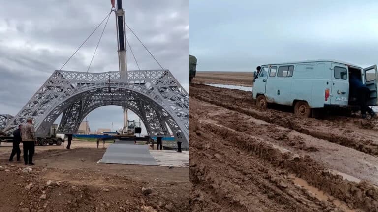 Копию Эйфелевой башни строят в селе с убитыми дорогами