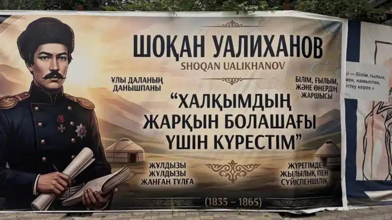 С улицы Назарбаева убрали скандальный ИИ-баннер о Шокане Уалиханове в Алматы