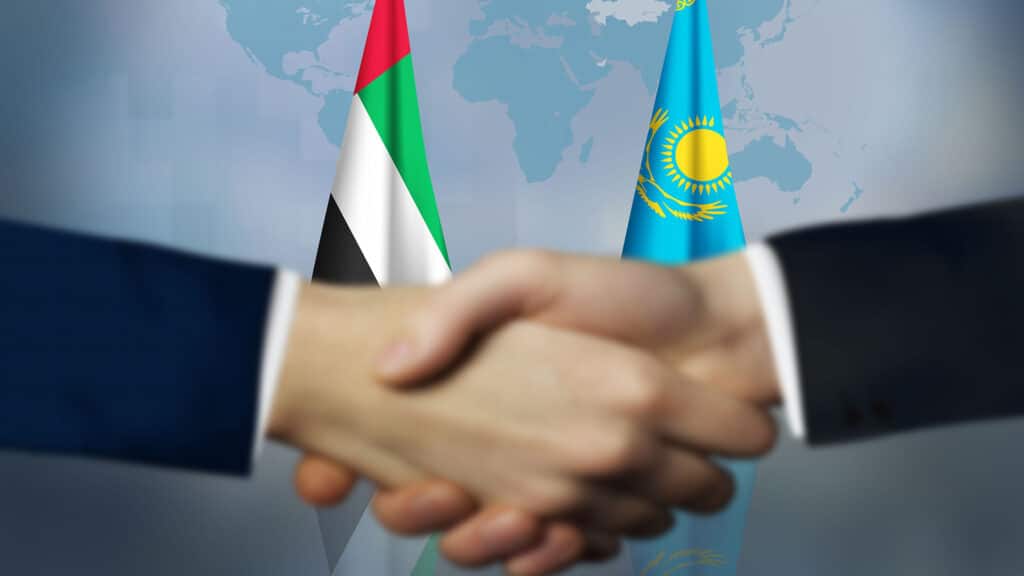 UAE and Kazakhstan bilateral foreign relations concept illustration